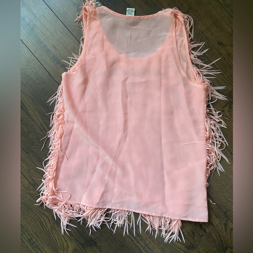 CACHE. Peach Feathered Top with Embellishments - Picture 2 of 3
